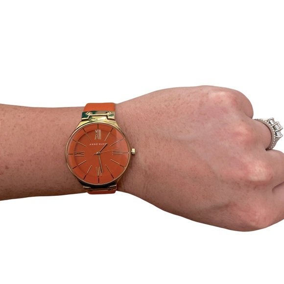 ANNE KLEIN • Orange & Gold Leather Watch - Picture 2 of 10